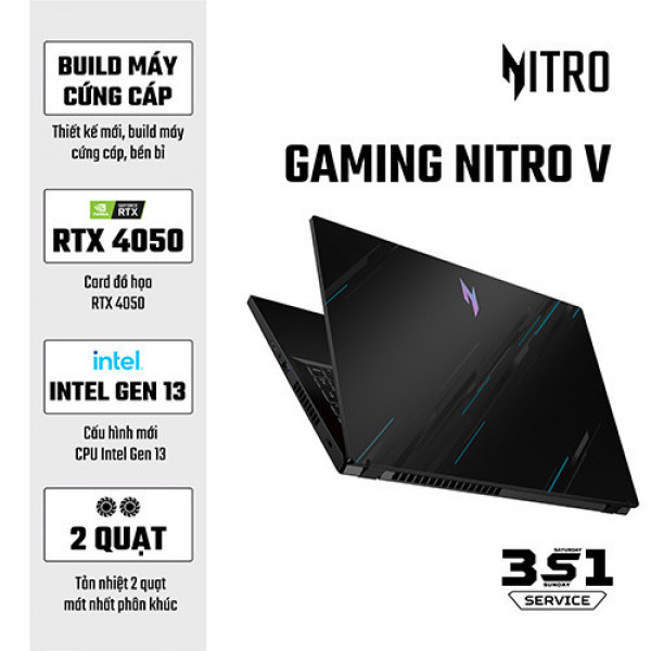 Laptop Acer Nitro V ANV15-51-55CA NH.QN8SV.004 (Core i5-13420H | 16GB | 512GB | RTX 4050 6GB | 15.6 inch FHD | Win 11 | Đen)