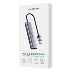 Bộ chuyển đổi USB 3.0 sang cổng mạng LAN và 3 USB 3.0 màu xám Ugreen 20915