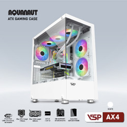 Vỏ case gaming Aquanaut AX4 2 mặt kính - Trắng
