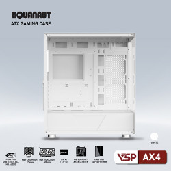 Vỏ case gaming Aquanaut AX4 2 mặt kính - Trắng