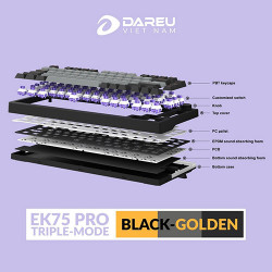 Bàn phím cơ DareU EK75 Pro Triple Mode Black Golden DareU Firefly switch