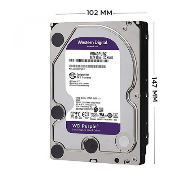 Ổ Cứng HDD Western Digital Purple 6TB 3.5 Inch, 5400RPM, SATA, 256MB Cache (WD64PURZ)