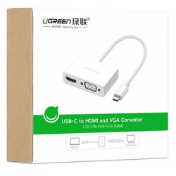 Cáp chuyển đổi USB type C to HDMI/VGA hỗ trợ full HD 3D 4Kx2K chính hãng Ugreen 30843