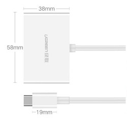 Cáp chuyển đổi USB type C to HDMI/VGA hỗ trợ full HD 3D 4Kx2K chính hãng Ugreen 30843