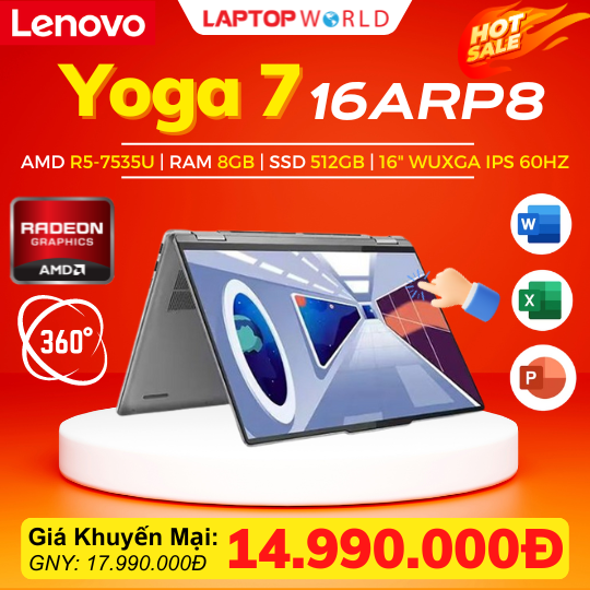 Lenovo Yoga 7 16ARP8: Laptop Xoay gập cảm ứng 16 inch dưới 15 triệu liệu có ngon?